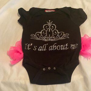 "It's all about me" sequined onesie